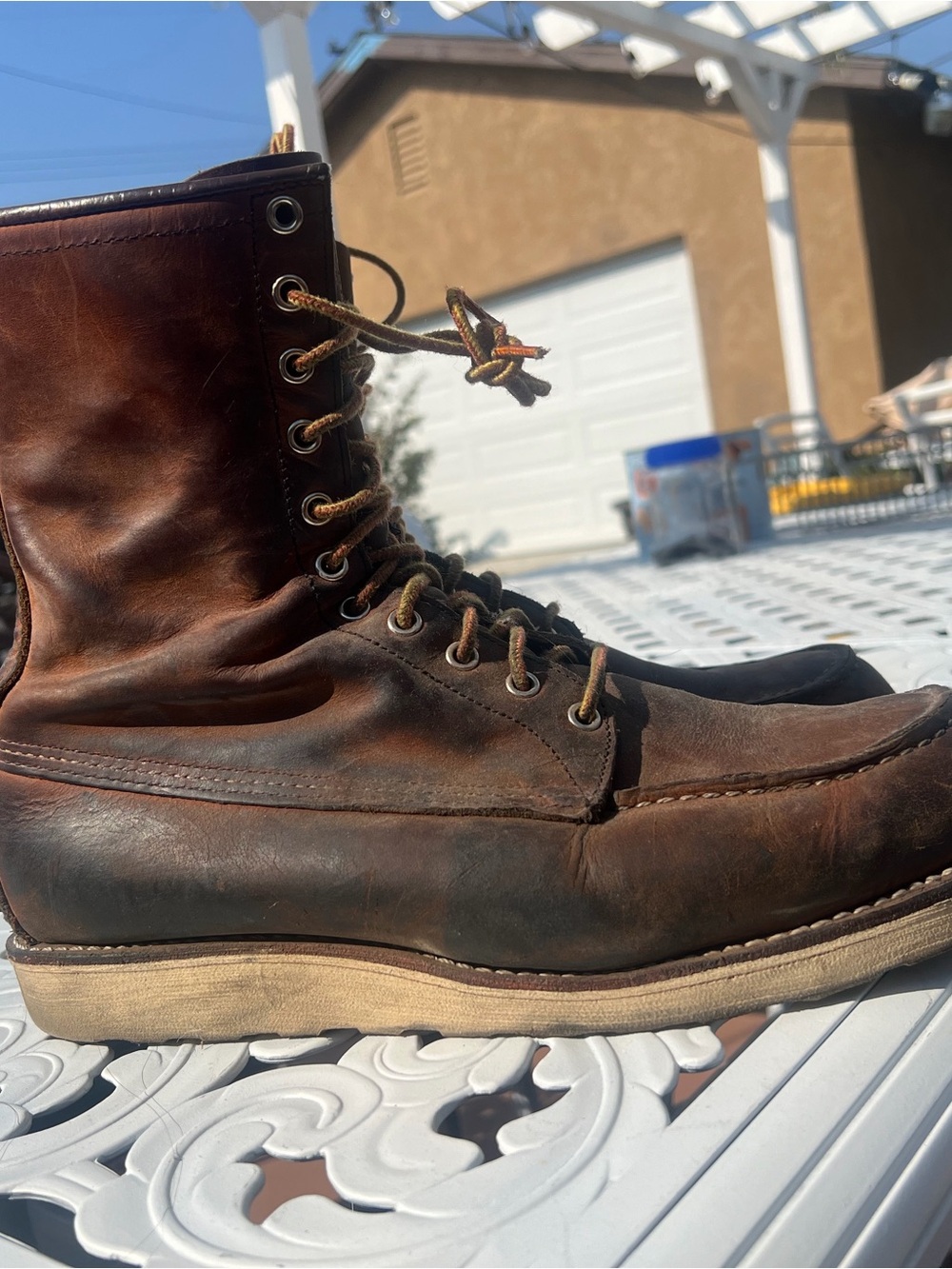 Red Wing Shoes Brown Leather Moc-Toe Lace-Up Boots